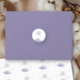 Winter Forest Wedding Simple Monogram Waterverf Ronde Sticker