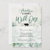 Winter Forest Wild One Birthday Invitation Kaart (Voorkant)