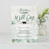 Winter Forest Wild One Birthday Invitation Kaart (Staand voorkant)