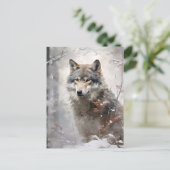 Winter Forest Wolf Briefkaart (Staand voorkant)