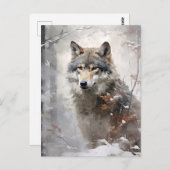 Winter Forest Wolf Briefkaart (Voorkant / Achterkant)