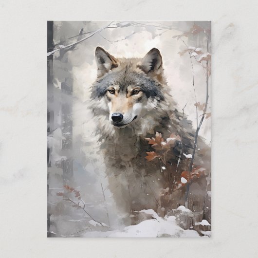 Winter Forest Wolf Briefkaart (Voorkant)