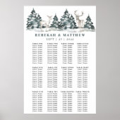 Winter Forest Wonderland met Deer Seating Chart Poster (Voorkant)