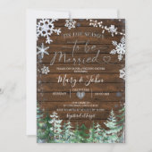 Winter Forest Wood Snowflake Weddenschap Kerstmis Kaart (Voorkant)