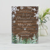 Winter Forest Wood Snowflake Weddenschap Kerstmis Kaart (Staand voorkant)