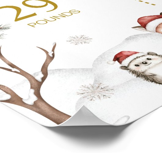 Winter Forest Woodland Animals 1st Year Milestone Poster (Hoek)