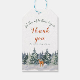 Winter Forest Woodland Animals Adventure begint me Cadeaulabel