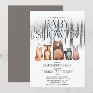 Winter Forest Woodland Animals Baby shower Kaart