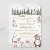 Winter Forest Woodland Animals Baby shower Kaart (Voorkant)