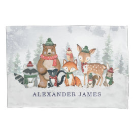 Winter Forest Woodland Animals Boy Nursery Kussensloop