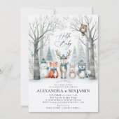 Winter Forest Woodland Animals Coed Baby shower Kaart (Voorkant)