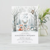 Winter Forest Woodland Animals Coed Baby shower Kaart (Staand voorkant)
