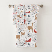 Winter Forest Woodland Dieren Aardse Kerst Bad Handdoek (Insitu)