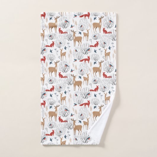 Winter Forest Woodland Dieren Aardse Kerst Bad Handdoek (Handdoek)