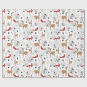 Winter Forest Woodland Dieren Aardse Kerst Cadeaupapier (Vlak)