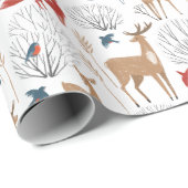 Winter Forest Woodland Dieren Aardse Kerst Cadeaupapier (Rol Hoek)