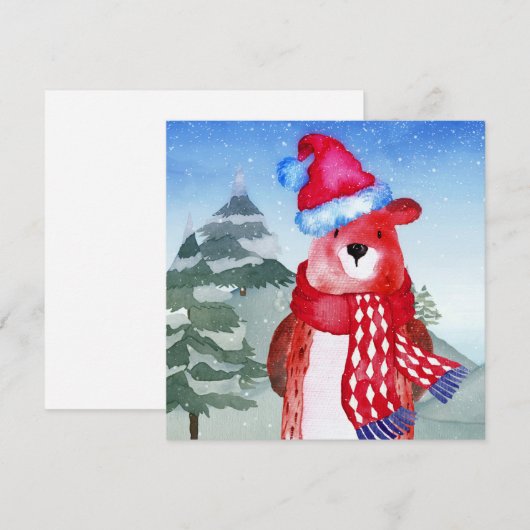 Winter Forest Woodland Friends Beer Illustratie (Voorkant / Achterkant)