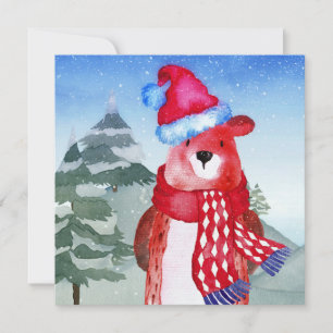 Winter Forest Woodland Friends Beer Illustratie