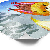 Winter Forest Woodland Friends Fox Illustratie Foto Afdruk (Hoek)