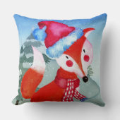 Winter Forest Woodland Friends Fox Illustratie Kussen (Voorkant)