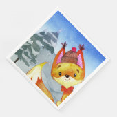 Winter Forest Woodland Friends Fox Illustratie Servet (Hoek)