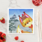 Winter Forest Woodland Friends Fox Illustratie Servet (Insitu)