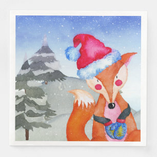 Winter Forest Woodland Friends Fox Illustratie Servetten