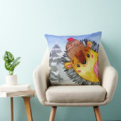 Winter Forest Woodland Friends Hedegel Drawing Kussen (Stoel)