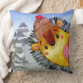 Winter Forest Woodland Friends Hedegel Drawing Kussen (Deken)