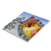 Winter Forest Woodland Friends Hedegel Drawing Tegeltje (Zijkant)