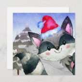 Winter Forest Woodland Friends Racoon Illustratie (Voorkant / Achterkant)