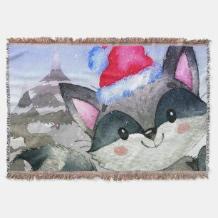 Winter Forest Woodland Friends Racoon Illustratie Deken