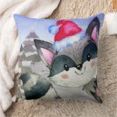 Winter Forest Woodland Friends Racoon Illustratie Kussen (Deken)