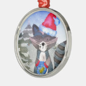 Winter Forest Woodland Friends Racoon Illustratie Metalen Ornament (Links)