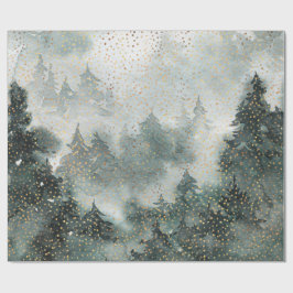 Winter Forest Woodland Golden Sneeuwval Cadeaupapier
