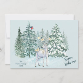 Winter Forest Woodland Herten Kerstmis Feestdagenkaart