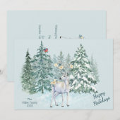 Winter Forest Woodland Herten Kerstmis Feestdagenkaart (Voorkant / Achterkant)