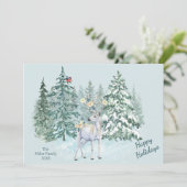 Winter Forest Woodland Herten Kerstmis Feestdagenkaart (Staand voorkant)