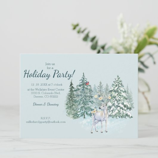 Winter Forest Woodland Herten Vakantie Party Kaart (Staand voorkant)