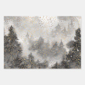 Winter Forest Woodland II Golden Snow Waterverf Inpakpapier Vel (Voorkant 3)