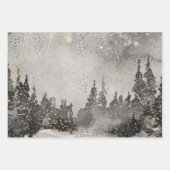 Winter Forest Woodland II Golden Snow Waterverf Inpakpapier Vel (Voorkant 2)