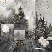 Winter Forest Woodland II Golden Snow Waterverf Inpakpapier Vel