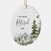 Winter Forest Woodland met pensioen Eerste Kerstmi Keramisch Ornament (Rechts)