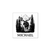 Winter Forest Woodland Moose Personalized Rubberstempel (Afrduk)