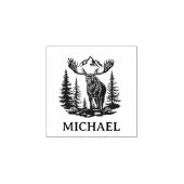 Winter Forest Woodland Moose Personalized Rubberstempel (Afrduk)