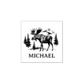 Winter Forest Woodland Moose Personalized   Rubberstempel (Afrduk)