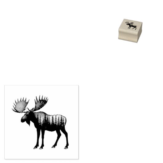 Winter Forest Woodland Moose Rubberstempel (Gestempeld)