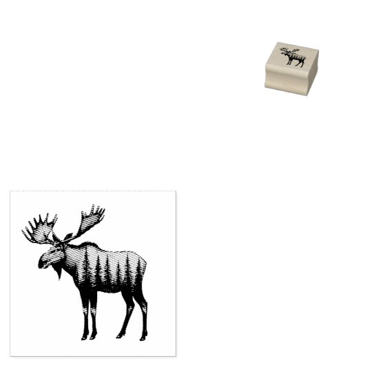 Winter Forest Woodland Moose  Rubberstempel (Gestempeld)