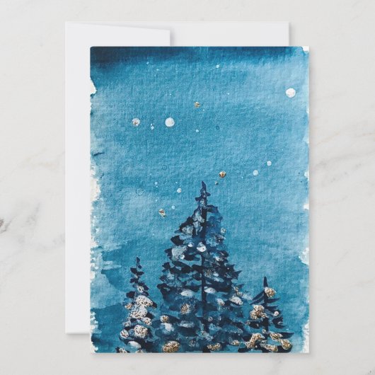 Winter Forest Woodland Pine Trees Bruiloft Kaart (Achterkant)