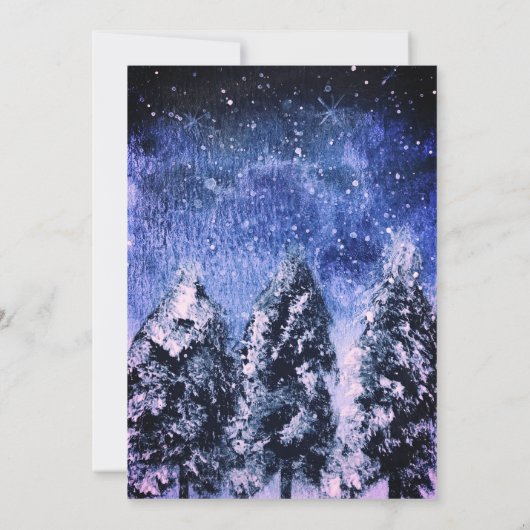 Winter Forest Woodland Pine Trees Bruiloft Kaart (Achterkant)